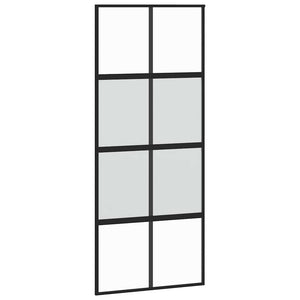 Skjutdörr med beslagssats svart 90x205 cm härdat glas