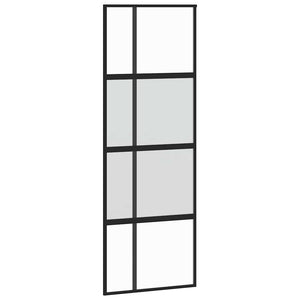Skjutdörr med beslag svart 76x205 cm härdat glas