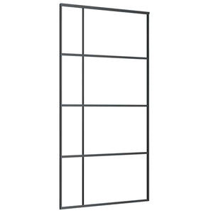Skjutdörr med beslag svart 102,5x205 cm ESG-glas