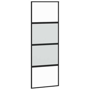 Skjutdörr med beslag svart 76x205 cm härdat glas