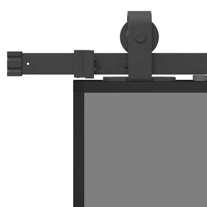 Skjutdörr med beslag svart 102,5x205 cm härdat glas