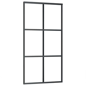 Skjutdörr med beslag svart 102x205 cm ESG-glas