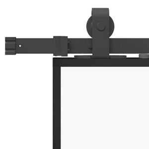 Skjutdörr med beslag svart 102x205 cm ESG-glas