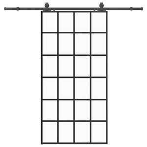 Skjutdörr med beslag svart 102x205 cm ESG-glas