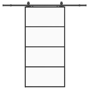 Skjutdörr med beslag svart 102,5x205 cm ESG-glas