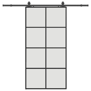 Skjutdörr med beslag svart 102,5x205 cm ESG-glas