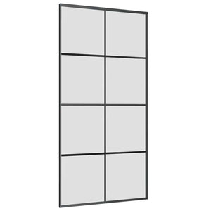 Skjutdörr med beslag svart 102,5x205 cm ESG-glas