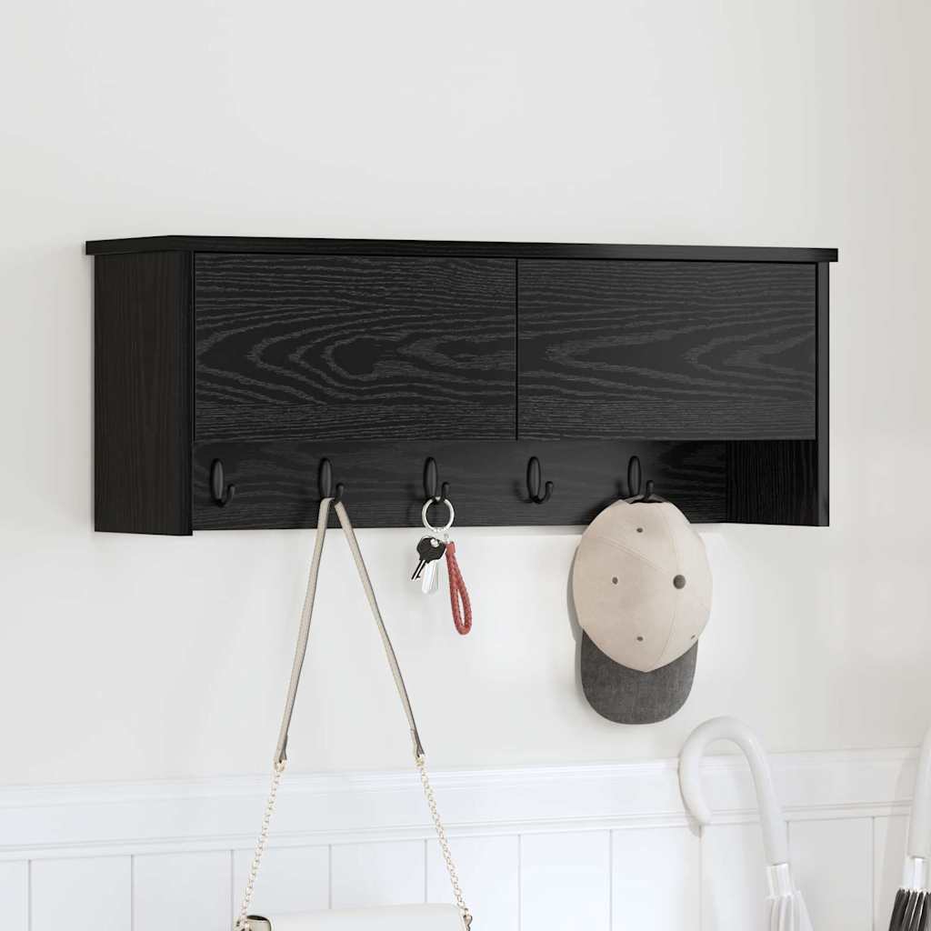 Väggmonterad Klädhängare Väggmonterat Svart Ek 80 x 20 x 30 cm