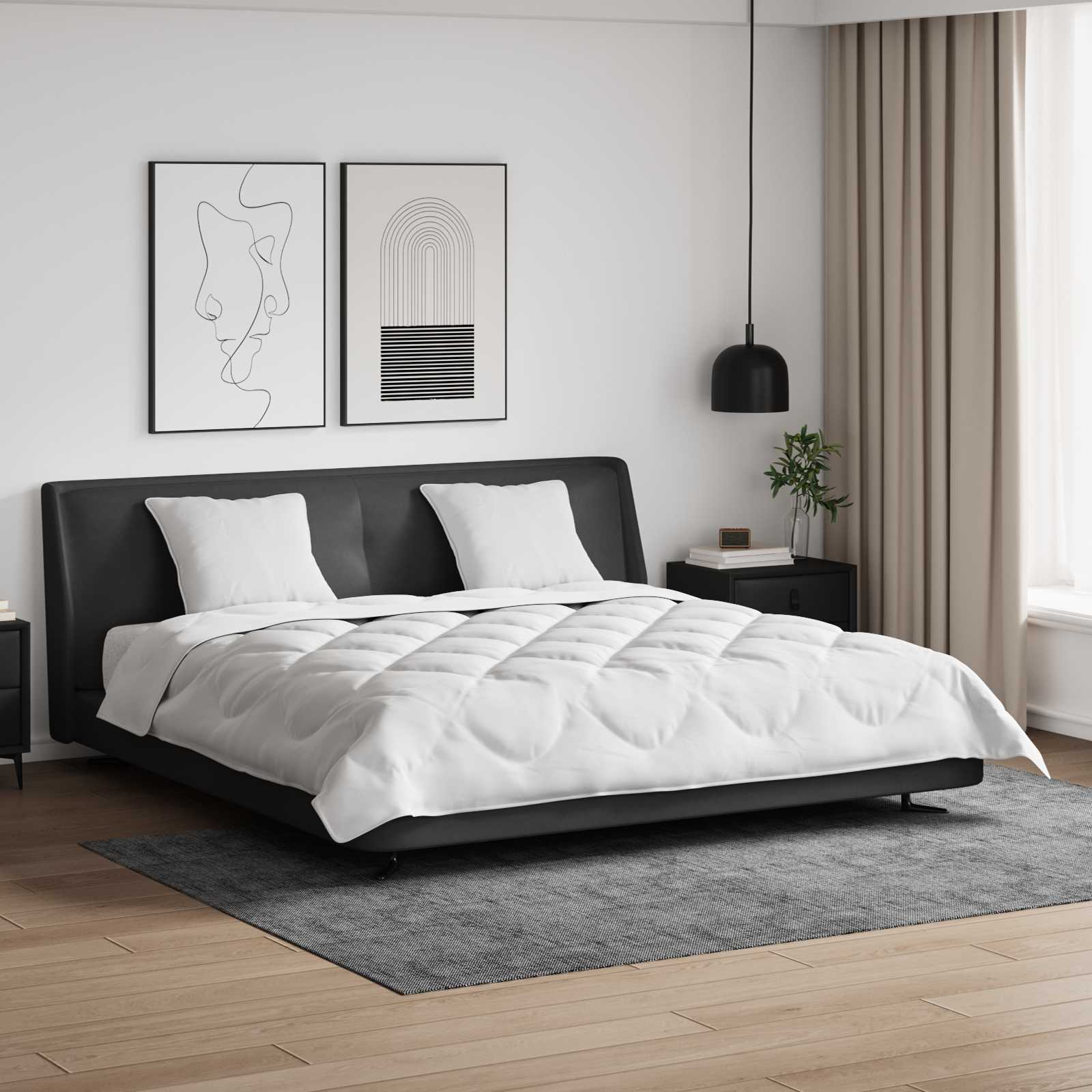 Duntäcke med kudde 3 pcs Vit Mikrofiber