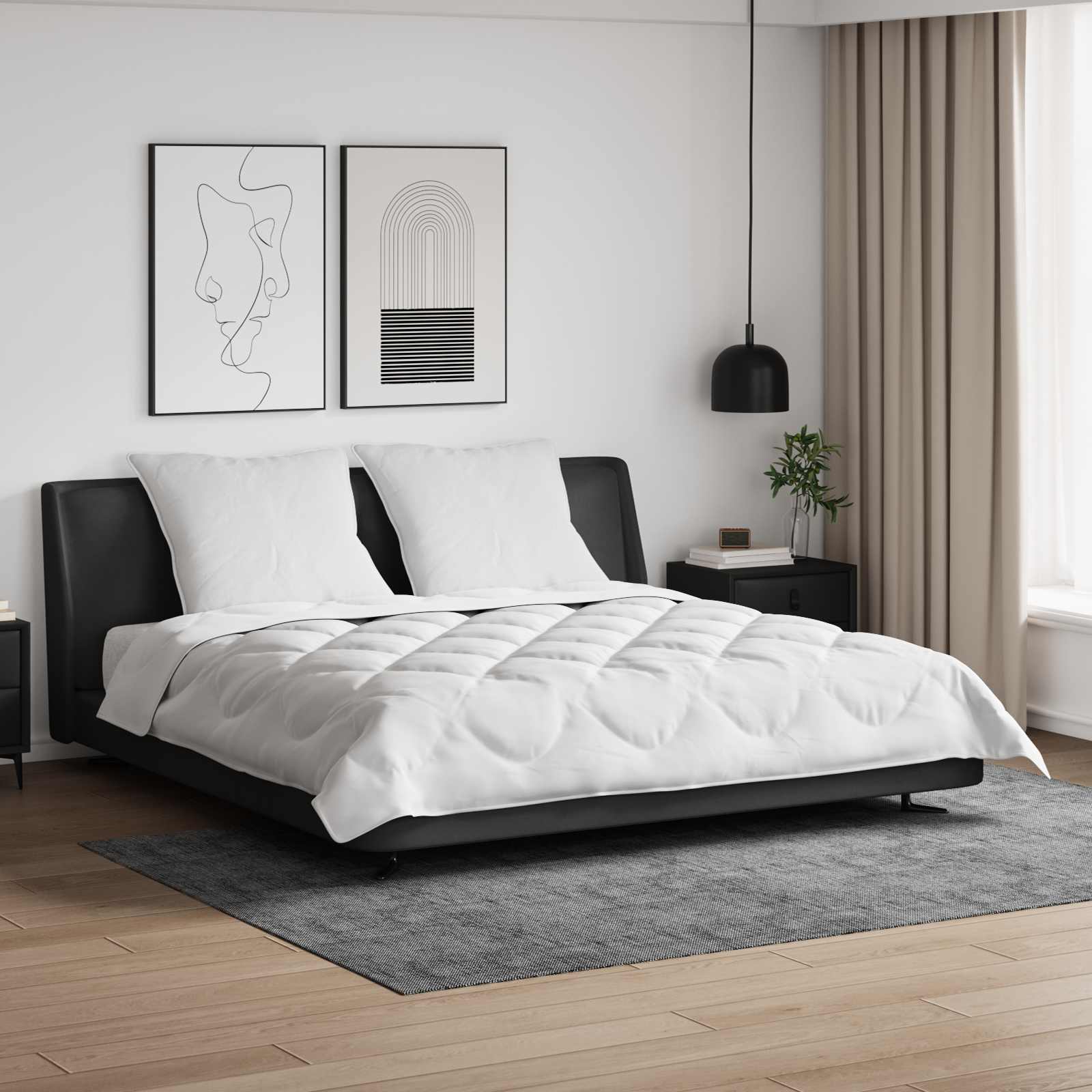 Duntäcke med kudde 3 pcs Vit Mikrofiber