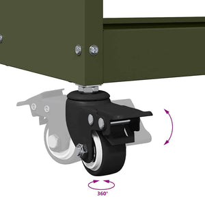 Verktygsvagn med hylla Olivgrön 75 x 35 x 73 cm Kallvalsat stål