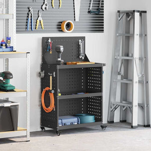 Verktygsvagn med hylla Svart 65 x 35 x 111 cm Kallvalsat stål