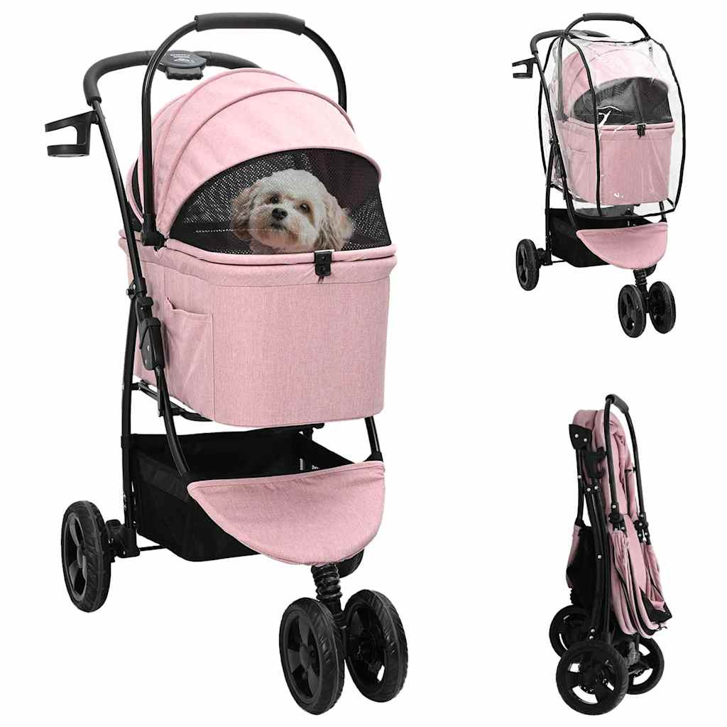 Hopfällbar hundvagn Justerbar Rosa 78 x 54 x 101 cm Polyester