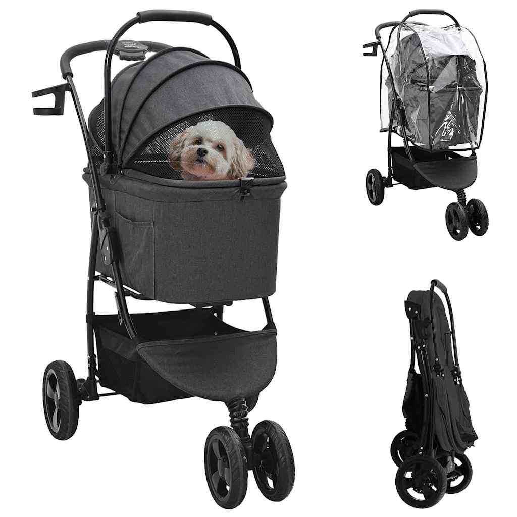 Hopfällbar hundvagn Justerbar Svart 78 x 54 x 101 cm Polyester