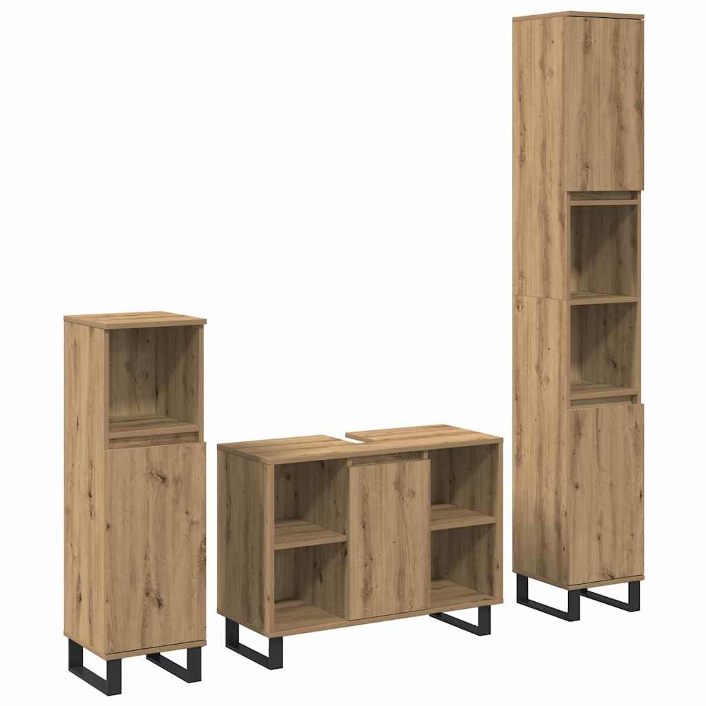 Badrumsmöbelset 3 st Brun 30 x 30 x 180 cm Konstruerat trä
