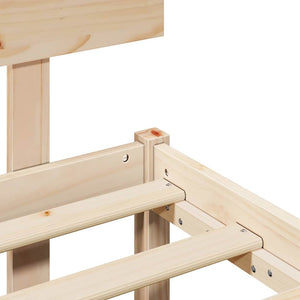 Sängram med huvudgavel Naturfärg 120 x 200 cm Massiv furu