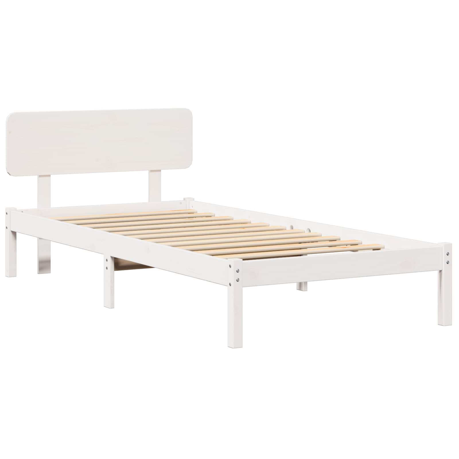 Sängram med huvudgavel Vit 90 x 200 cm Massiv furu