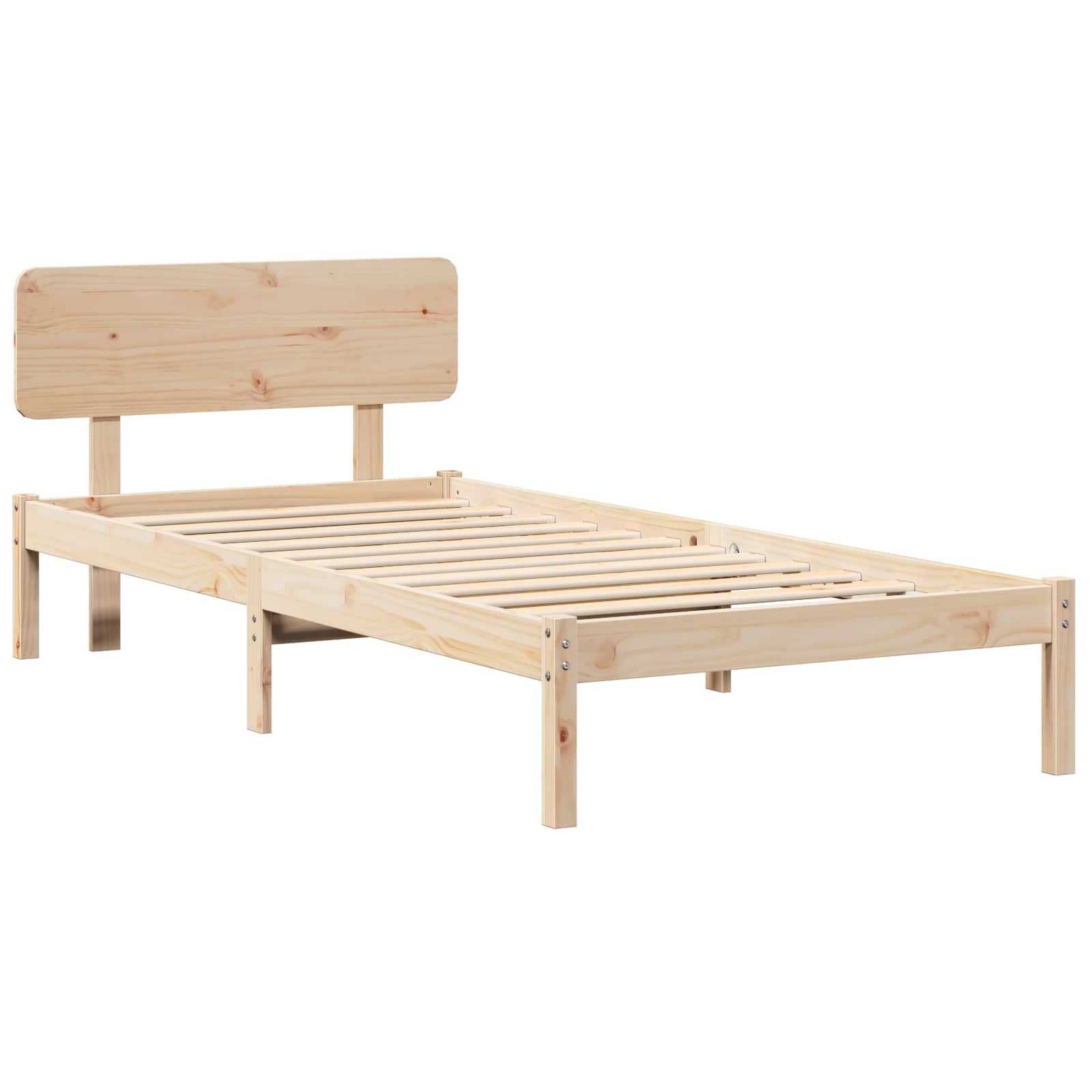 Sängram med huvudgavel Naturfärg 90 x 190 cm Massiv furu