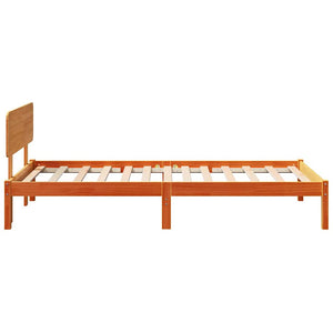 Sängram med huvudgavel Vaxbrun 90 x 190 cm Massiv furu