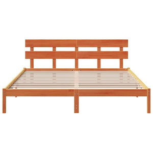 Sängram med huvudgavel Brun 180 x 200 cm Massivt tallträ