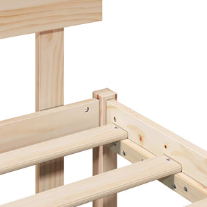 Sängram med huvudgavel Brun 120 x 200 cm Massivt tallträ