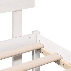 Sängram med huvudgavel Vit 120 x 200 cm Massivt tallträ