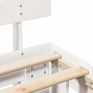 Sängram med huvudgavel Vit 200 x 200 cm Massiv furu