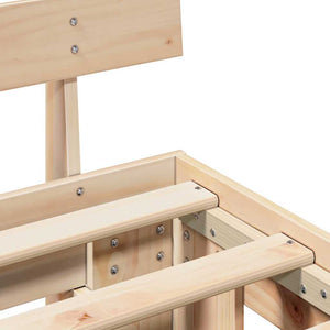 Sängram med huvudgavel Naturfärg 140 x 200 cm Massiv furu