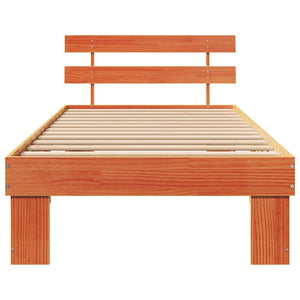 Sängram med huvudgavel Vaxbrun 75 x 190 cm Massiv furu