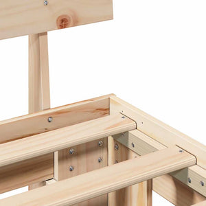 Sängram med huvudgavel Naturfärg 140 x 190 cm Massiv furu