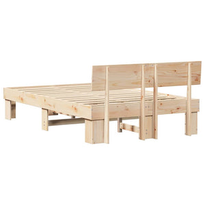 Sängram med huvudgavel Naturfärg 140 x 190 cm Massiv furu