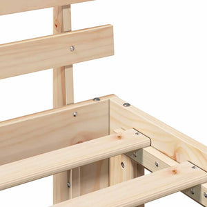 Sängram med huvudgavel Naturfärg 90 x 200 cm Massiv furu