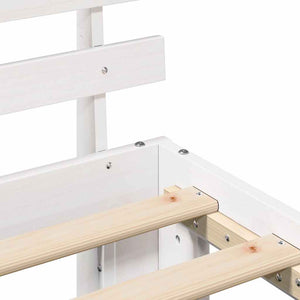 Sängram med huvudgavel Vit 80 x 200 cm Massiv furu