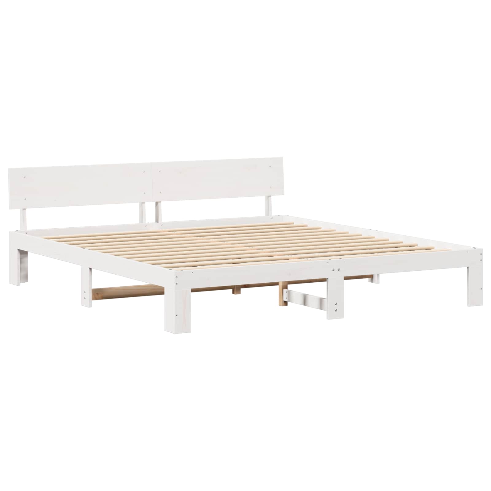 Sängram med huvudgavel Vit 180 x 200 cm Massiv furu