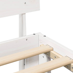 Sängram med huvudgavel Vit 90 x 200 cm Massiv furu