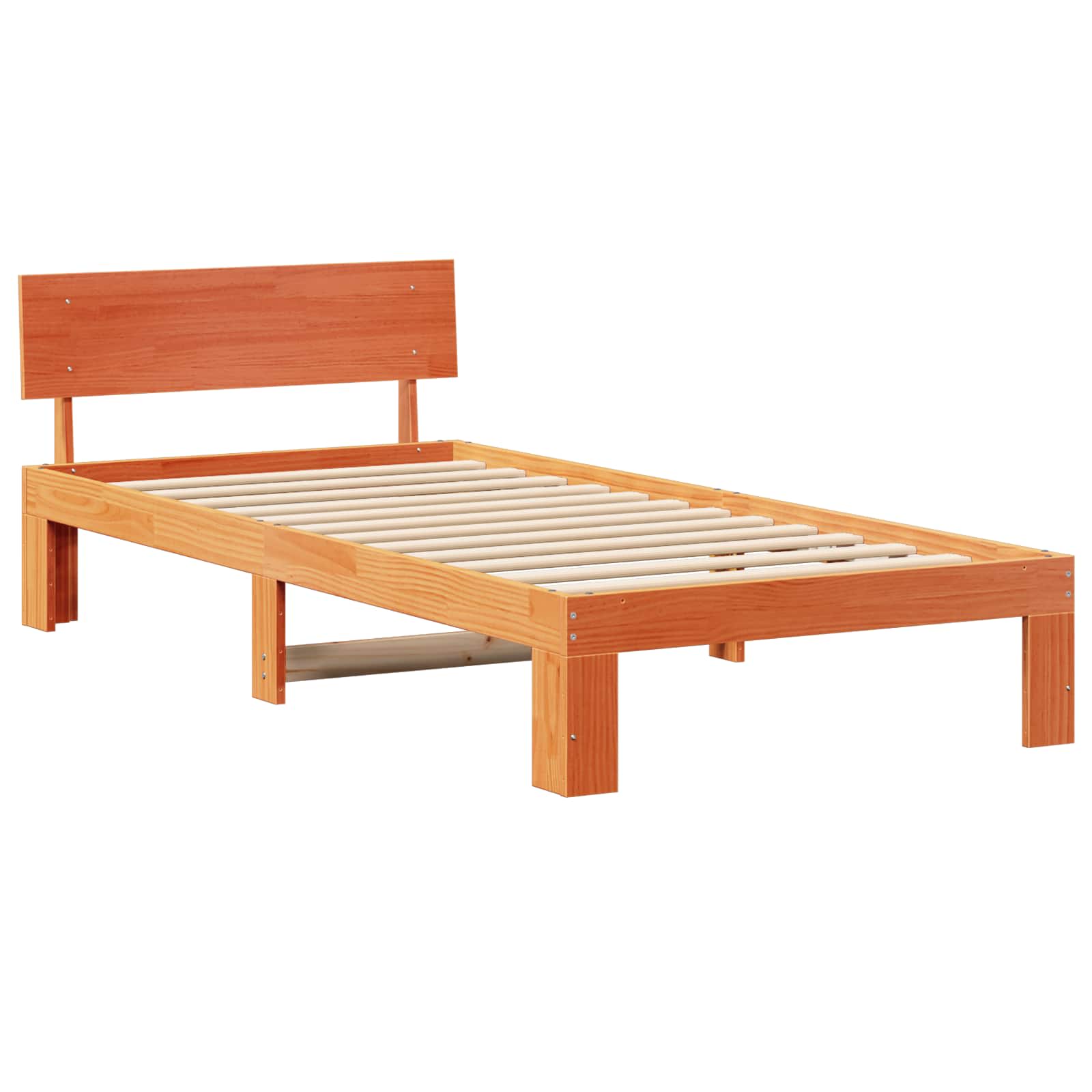 Sängram med huvudgavel Vaxbrun 90 x 200 cm Massiv furu