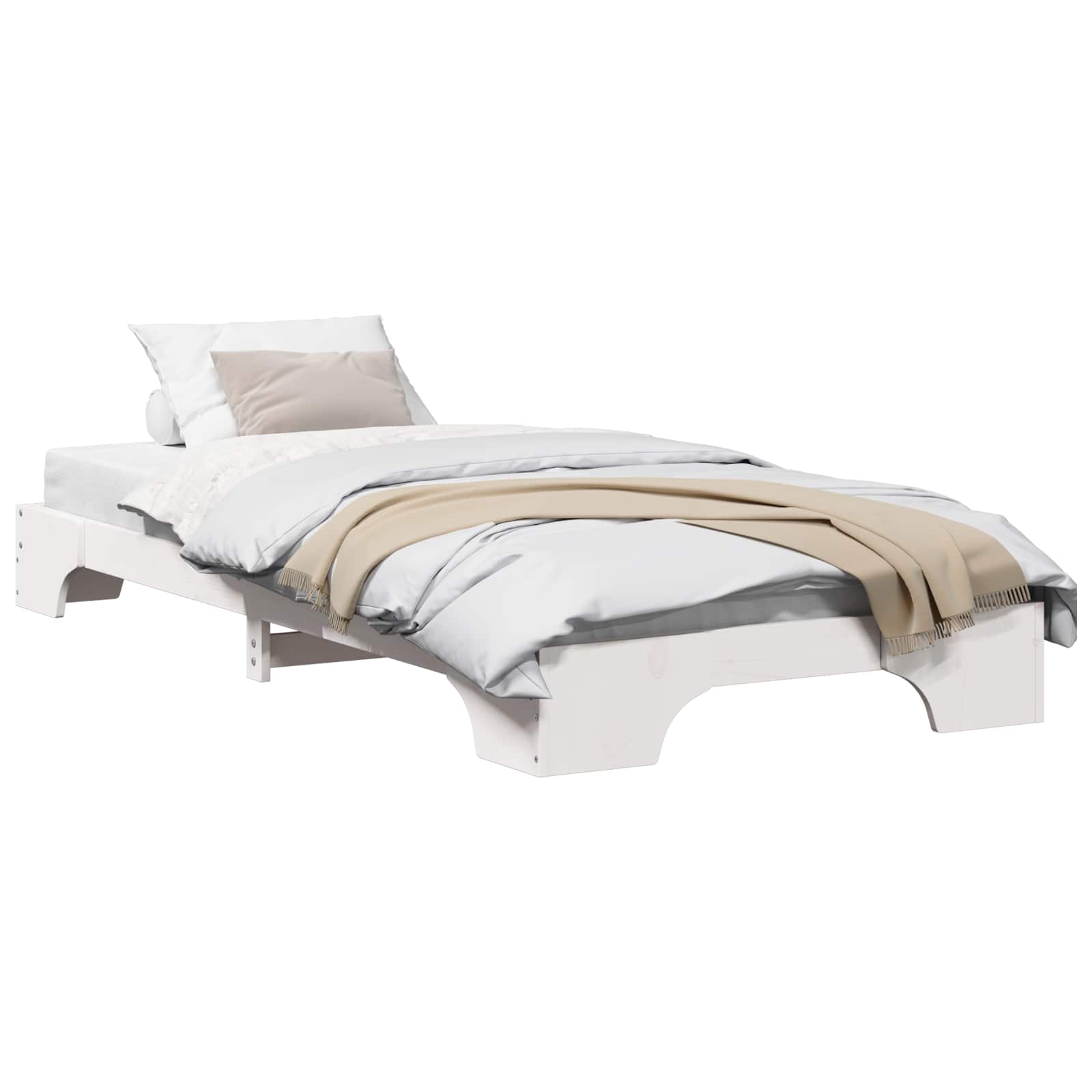 Sängram Vit 90 x 200 cm Massiv furu