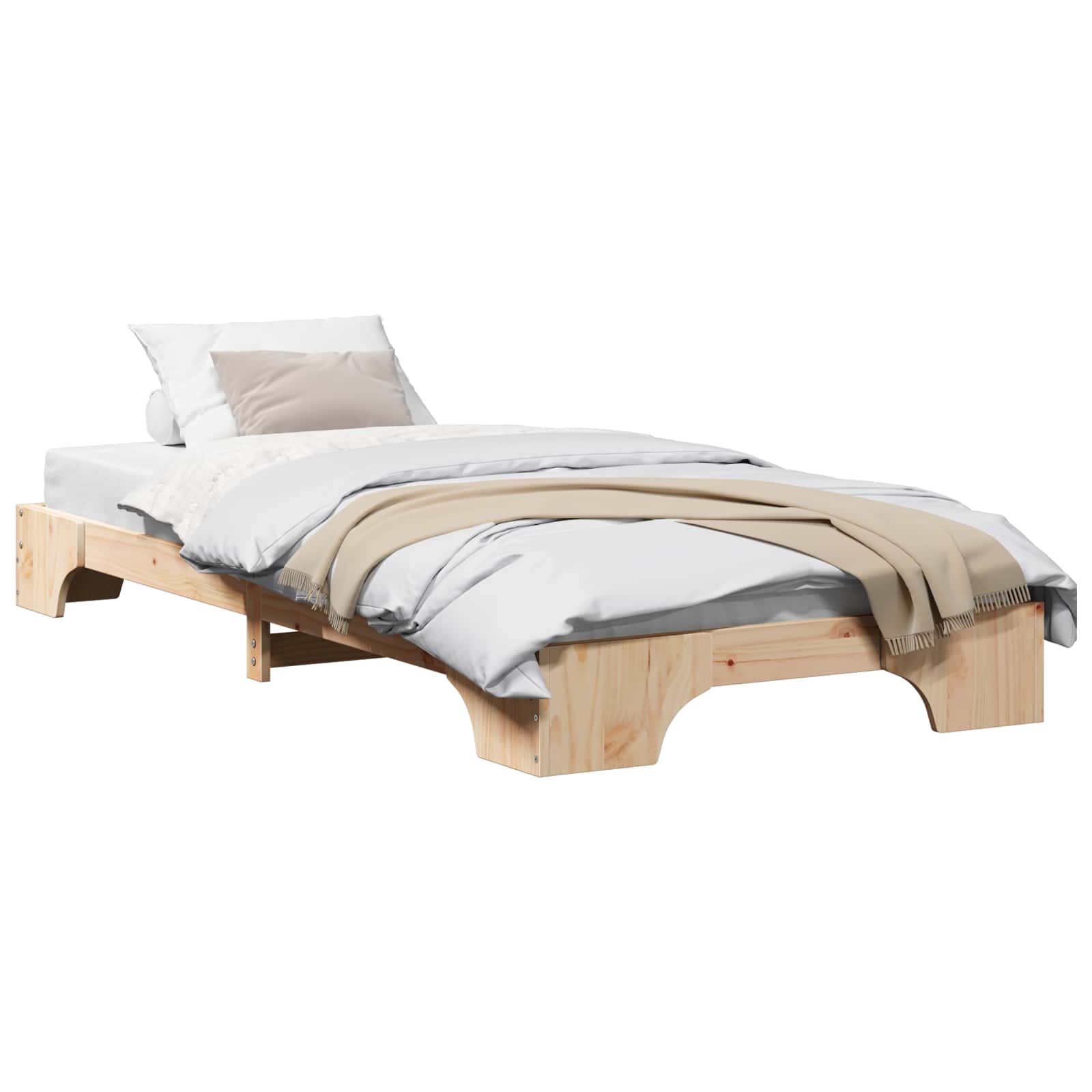 Sängram Naturfärg 90 x 190 cm Massiv furu