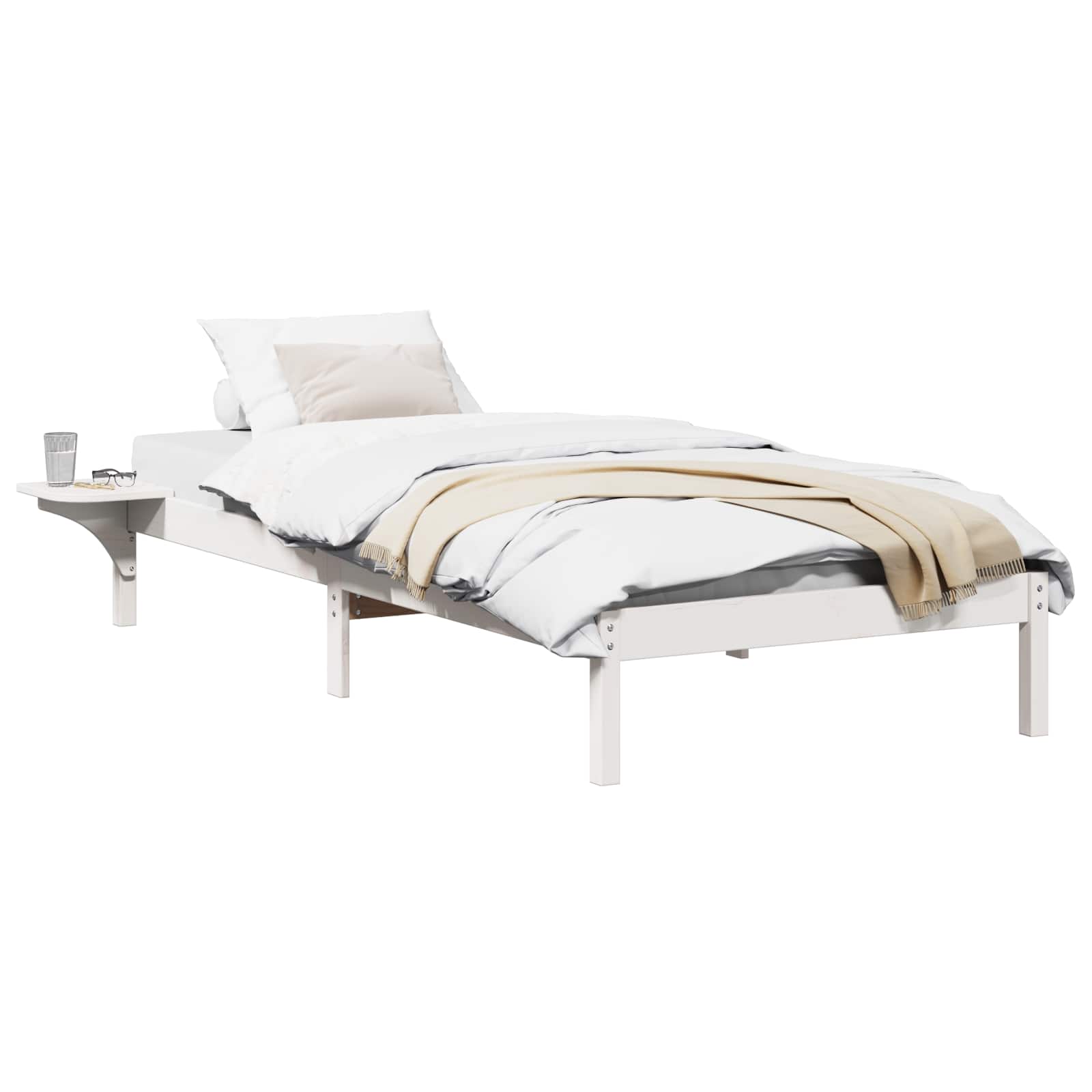 Sängram Vit 90 x 200 cm Massiv furu