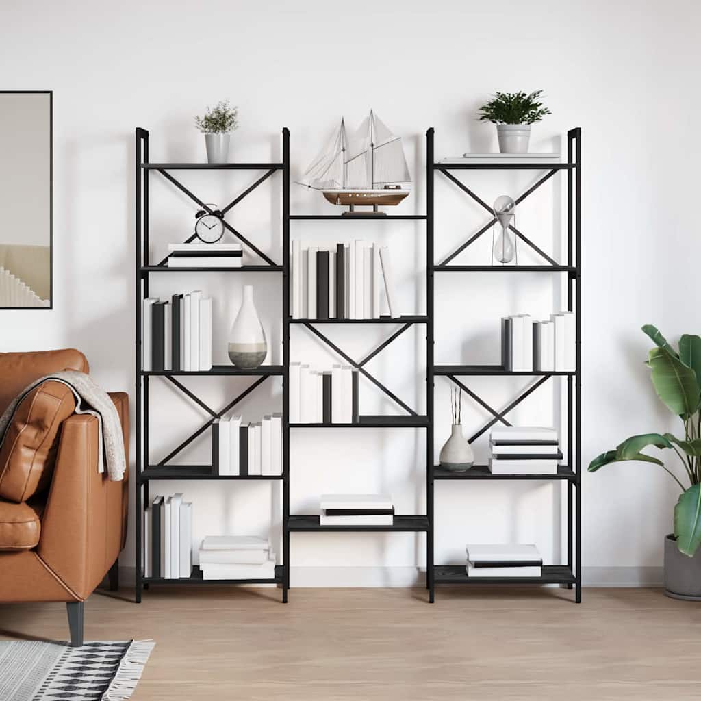 Hyllsystem 156 x 25 x 167 cm Konstruerat trä Svart Ek