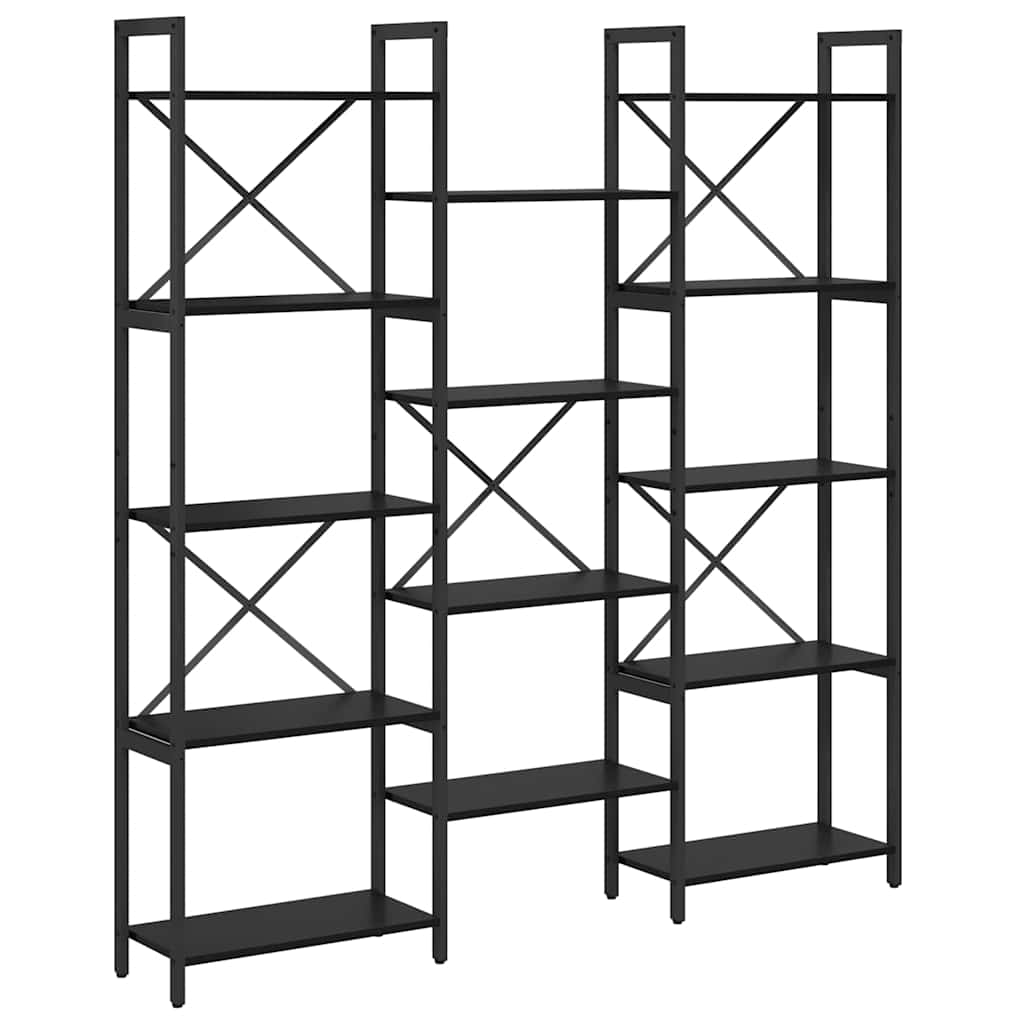 Hyllsystem 156 x 25 x 167 cm Konstruerat trä Svart Ek