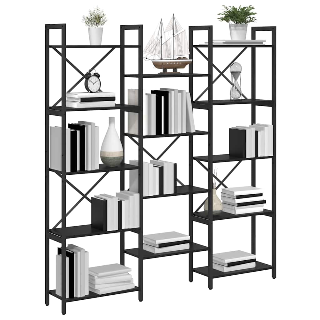 Hyllsystem Svart Ek 156 x 25 x 167 cm Konstruerat trä