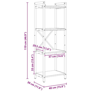 Hyllsystem Svart Ek 40 x 30 x 85 cm Konstruerat trä