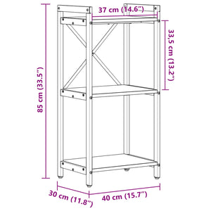 Hyllsystem Svart Ek 40 x 30 x 85 cm Konstruerat trä