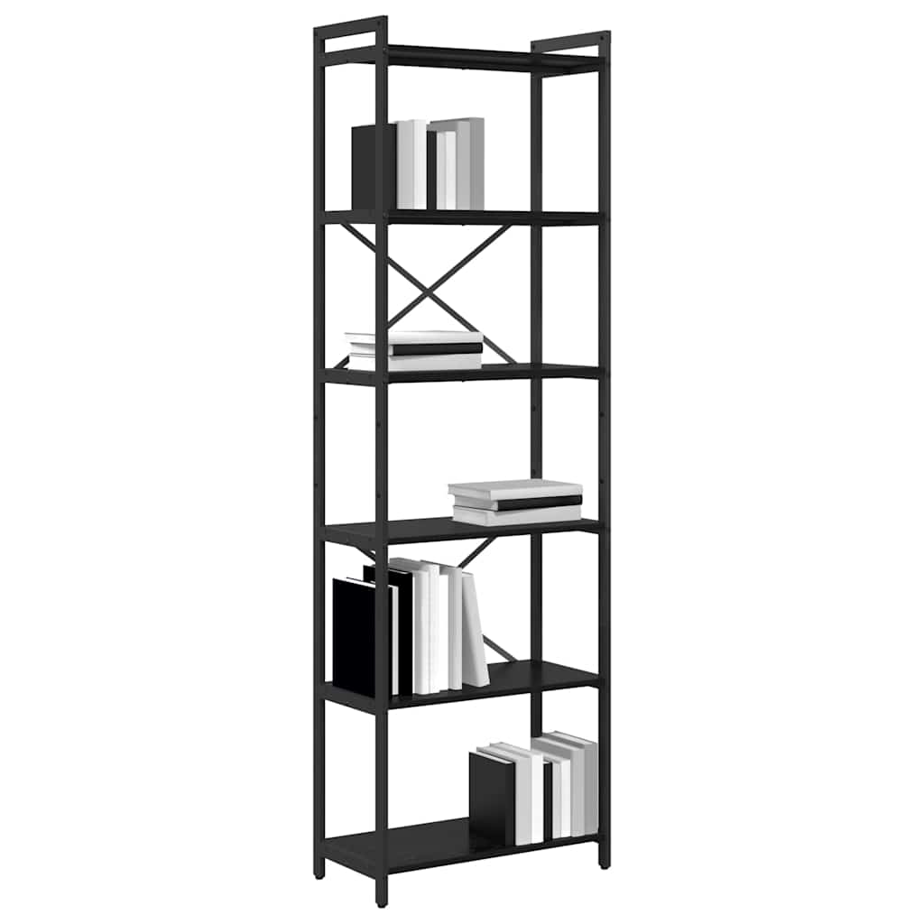 Hyllsystem Svart Ek 60 x 30 x 189,5 cm Konstruerat trä