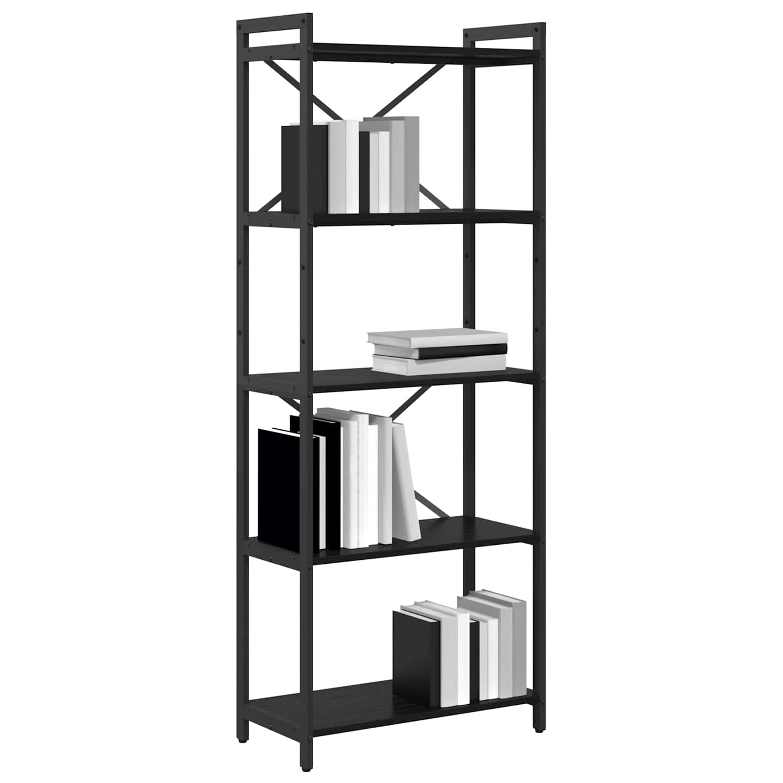 Hyllsystem Svart Ek 60 x 30 x 155 cm Konstruerat trä