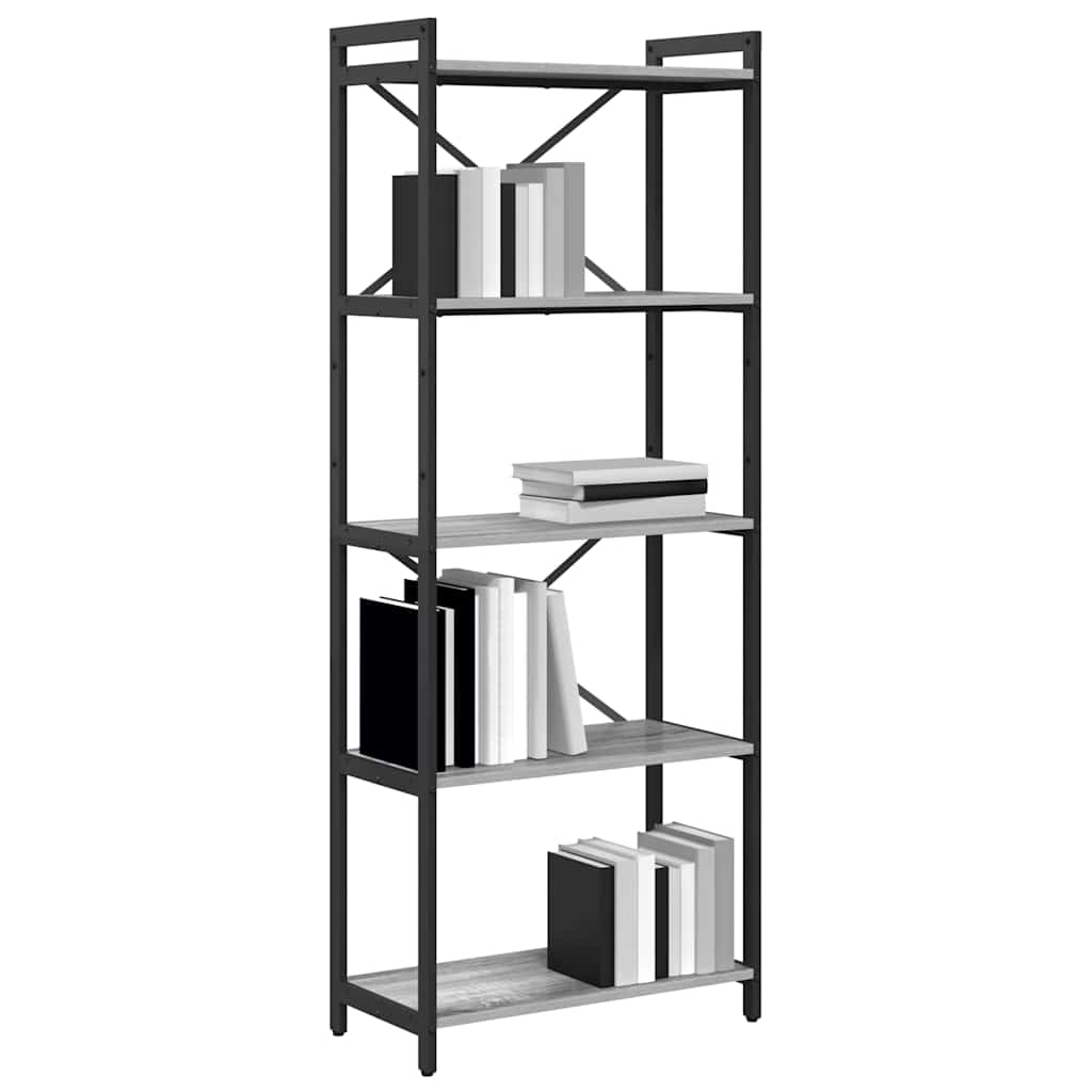 Hyllsystem Grå sonoma 60 x 30 x 155 cm Konstruerat trä