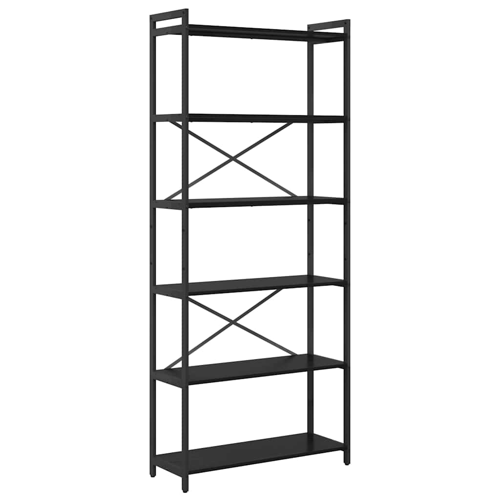 Hyllsystem Svart Ek 80 x 30 x 189,5 cm Konstruerat trä