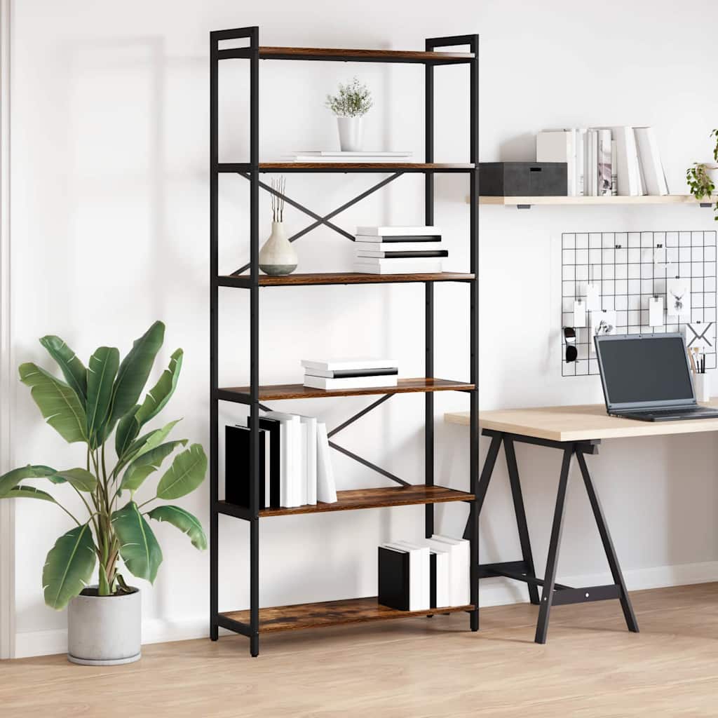 Hyllsystem 80 x 30 x 189,5 cm Konstruerat trä Rökt ek