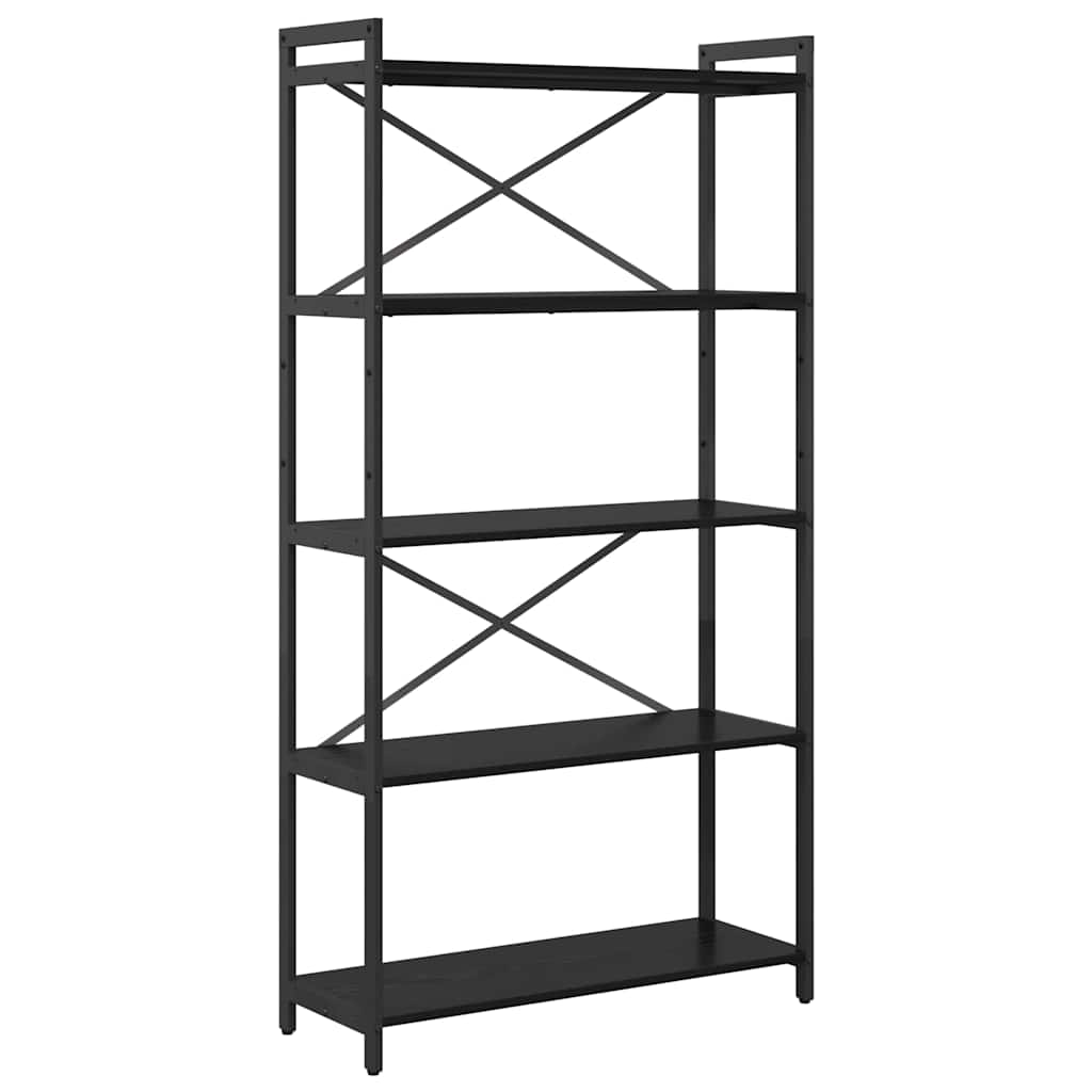 Hyllsystem Svart Ek 80 x 30 x 155 cm Konstruerat trä
